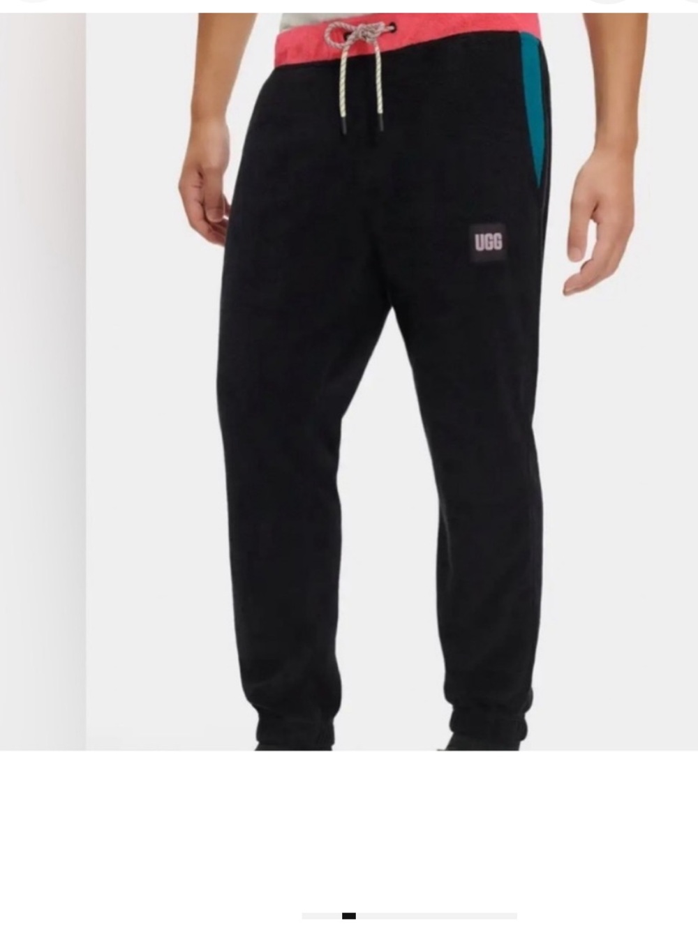 UGG Malachi Men's Black Colorblock Fleece Sweatpant Jogger Pants Size L